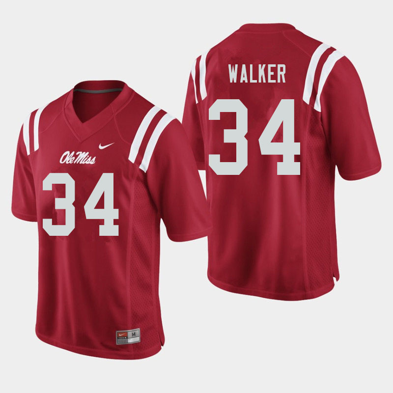 Ole Miss Rebels #34 Jakwaize Walker College Football Jerseys Sale-Red